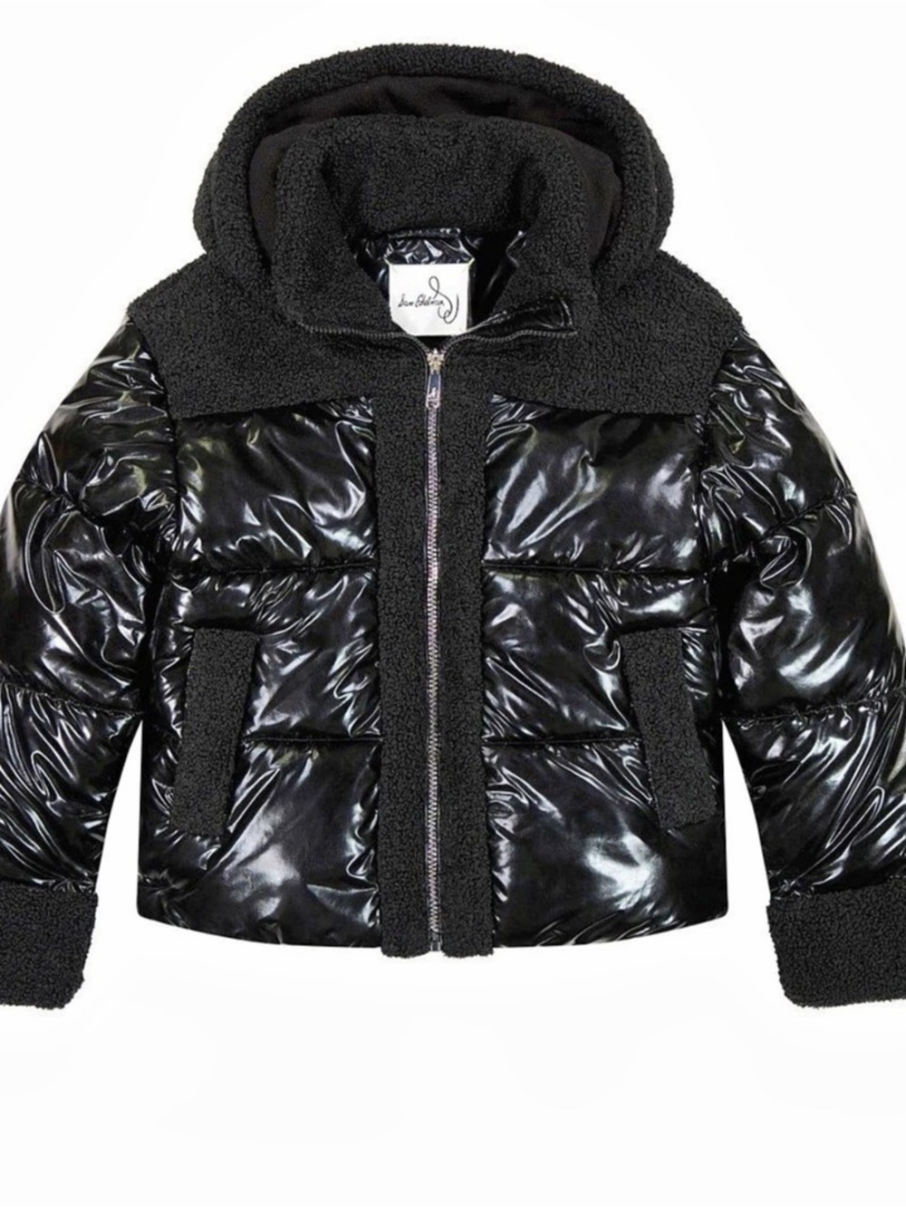 Sam Edelman Shiny Crop Puffer Jacket Black